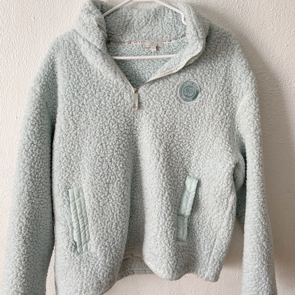 ivory Ella wool crewneck with zipper